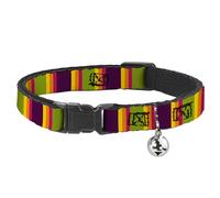 Buckle-Down Cat Collar, Breakaway Collar with Bell, Summer Essentials Color Block 7, 8.5 to 12 Inches 0.5 Inch Wide