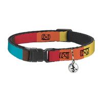 Buckle-Down Cat Collar, Breakaway Collar with Bell, Summer Essentials Color Block 9, 8.5 to 12 Inches 0.5 Inch Wide