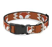 Buckle-Down Cat Collar Breakaway Fox Face Tail Orange Natural 6 to 9 Inches 0.5 Inch Wide