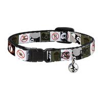 Buckle-Down Cat Collar Breakaway Gremlins Gizmo Poses Rules Blocks Red Greens Grays White 8 to 12 Inches 0.5 Inch Wide