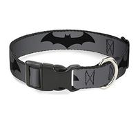 Buckle-Down Cat Collar Breakaway Retro Bat Logo Gray Black 6 to 9 Inches 0.5 Inch Wide