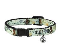 Buckle-Down Cat Collar Breakaway with Bell The Princess and The Frog Tiana Palace Pose with Script Green 8.5 to 12 Inches 0.5 Inch Wide