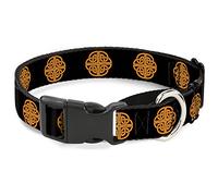 Buckle-Down Celtic Knot Black/Burgundy/Gold Martingale Dog Collar, 1" Wide-Fits 11-17" Neck-Medium