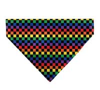 Buckle-Down Checker Black Rainbow Multi Color Black Slip On CollarÊBandana Only