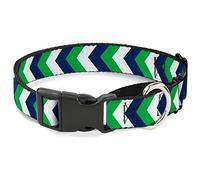 Buckle-Down "Chevron" Martingale Dog Collar, White/Bright Green/Navy, 1.5" Wide-Fits 16-23" Neck-Medium