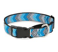 Buckle Down Chevron Weave Grays/Blues Martingale Dog Collar, 1" Wide-Fits 15-26" Neck-Large