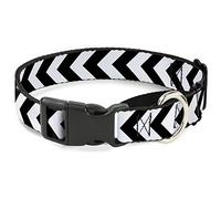 Buckle-Down "Chevron2" Martingale Dog Collar, White/Black, 1" Wide-Fits 15-26" Neck-Large