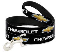 Buckle-Down "Chevy Bowtie Black/Gold Logo Repeat Dog Leash, 6'