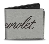 Buckle-Down Chevy Wallet, Bifold, Chevrolet Script White Brown, Vegan Leather