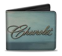 Buckle-Down Chevy Wallet, Bifold, Chevrolet Side Panel Script Blues Silvers, Vegan Leather