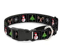 Buckle-Down "Christmas Blocks" Martingale Dog Collar, Black/White/Multicolor, 1" Wide-Fits 15-26" Neck-Large