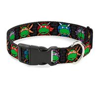 Buckle Down Classic Tmnt Expressions/Battle Gear Gray/Multicolor Plastic Clip Collar, Medium/11-17