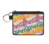 Buckle-Down Coca-Cola Purse Zip Clutch Coca Cola Script Logo Stacked Pop Art White Multi Pastel Canvas, multicoloured, X-Small, Casual