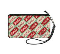 Buckle-Down Coca-Cola Purse Zip Clutch Coca Cola Script Marquee Logo Green Red White Canvas, multicoloured, S, Casual