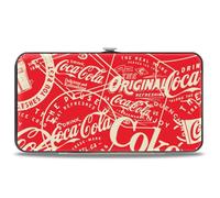 Buckle-Down Coca-Cola Wallet, Hinged, Vintage Coca Cola Coke Icons and Ad Logos Red White, Vegan Leather