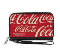 Buckle-Down Coca-Cola Wallet, Zip Around, Drink Coca Cola Close Up Red White, Vegan Leather