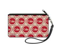 Buckle-Down Coca-Cola Wallet, Zip Clutch, Coca Cola Coke Bottle Caps Collage White Red, Canvas, Multicolor, Small