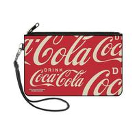 Buckle-Down Coca-Cola Wallet, Zip Clutch, Drink Coca Cola Close Up Red White, Canvas, Multicolor, L, Casual