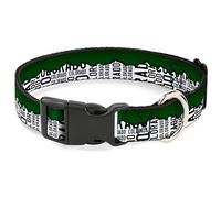 Buckle-Down Colorado Mountains Green/White/Black Text Plastic Clip Collar, 1.5" Wide-Fits 16-23" Neck-Medium