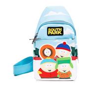 Buckle-Down Comedy Central Bag, Sling, South Park Boys Group Pose Applique, Multi Color, Vegan Leather, Blue, 11.0" x 6.5"