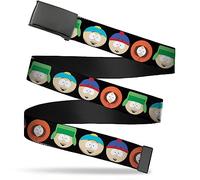 Buckle-Down Comedy Central Belt, Flip Web Belt South Park Boys Face Repeat Black, Adjustable, Multicolor, 1.5" Wide - Fits up to Pant Size 42