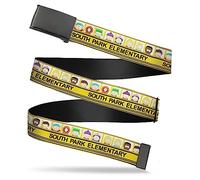 Buckle-Down Comedy Central Belt, Flip Web Belt South Park Elementary School Bus Characters Pose Yellow, Adjustable, Yellow, 1.5" Wide - Fits up to Pant Size 42