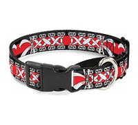 Buckle-Down Corset Lace Up with Bow Black/Red Martingale Dog Collar, 1" Wide-Fits 15-26" Neck-Large