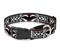 Buckle-Down Corset Lace Up with Bow Red Plaid/Black Dog Collar, 1" Wide-Fits 11-17" Neck-Medium