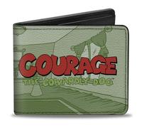 Buckle-Down Courage the Cowardly Dog Wallet, Bifold, Courage the Cowardly Dog with Muriel Pose and Logo Greens, Vegan Leather