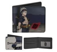 Crunchyroll Wallet, Bifold, Black Clover Title Logo Asta Sword Pose Blues, Vegan Leather