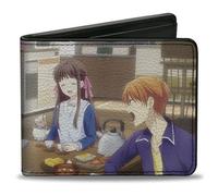 Buckle-Down Crunchyroll Wallet, Bifold, Fruits Basket Shigure Yuki Tohru Kyo Dining Scene, Vegan Leather, Brown, 4.0" x 3.5", Casual