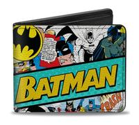 Buckle-Down DC Comics Bi-Fold Wallet with Standard Billfold and Card Slots, Batman 75 Classic Comic Book Panels Collage Multi Color, Vegan Leather, Multicolor, 4.0" x 3.5", Casual