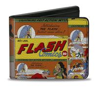 Buckle-Down DC Comics Bi-Fold Wallet with Standard Billfold and Card Slots, Classic Introducing the Flash Comic Book Panels Collage, Vegan Leather, Multicolor, 4.0" x 3.5", Casual