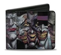 DC Comics Wallet, Bifold, The Joker Ten Comic Book Cover Expression Blocks, Vegan Leather, Black, 4.0" x 3.5", Casual