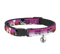 Buckle-Down DC Comics Breakaway Cat Collar With Bell, Plastic Clip, Easy Adjustable, Batgirl Bubble Letters Stars Pink White, 8.5 to 12 Inches 0.5 Inch Wide