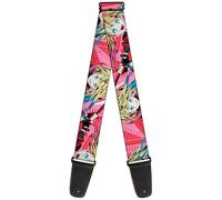 Buckle-Down DC Comics Guitar Strap, Harley Quinn Puddin Poses Anime Graphics Pink Red, 2 Inches Wide, Pink, 2" Wide - 29-54" Length
