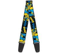 Buckle-Down DC Comics Guitar Strap, Batman Poses and Logo Collage Black Blue Yellow, 2 Inches Wide, Blue, 2" Wide - 29-54" Length