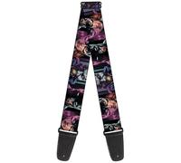 Buckle-Down DC Comics Guitar Strap, Batman Batgirl and Joker Comic Book Cover Face Close Ups Black, 2 Inches Wide, Black, 2" Wide - 29-54" Length