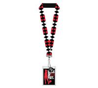 Buckle-Down DC Comics Lanyard, Badge Holder Charm, Birds of Prey Harley Quinn Diamonds Split White Black Red, Elastic