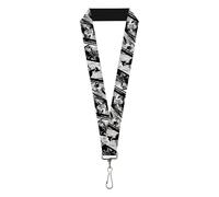 Buckle-Down DC Comics Lanyard, Batman Hush Pose Sketches Black White, Elastic, Black, 44" x 1"