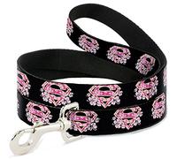 Buckle-Down DC Comics Pet Leash, Dog Leash, Super Shield Hibiscus Design Black Pink, 4 Feet Long 0.5 Inch Wide