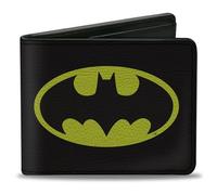 Buckle-Down DC Comics Wallet, Bifold, Batman Bat Signal Logo Black Yellow Black, Vegan Leather