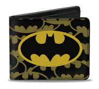 Buckle-Down DC Comics Wallet, Bifold, Batman Logo Centered Stacked Logos, Vegan Leather, Black, 4.0" x 3.5", Casual