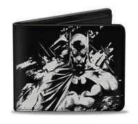 DC Comics Wallet, Bifold, Batman the Dark Knight and Joker Smiling Sketch Poses Black, Vegan Leather, Black, 4.0" x 3.5", Casual