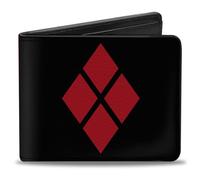 Buckle-Down DC Comics Wallet, Bifold, Harley Quinn Diamond Blocks Black Red, Vegan Leather