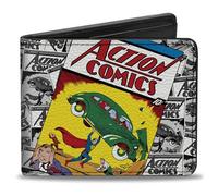 Buckle-Down DC Comics Wallet, Bifold, Superman Action Comics One Comic Book Cover Scene Stacked, Vegan Leather