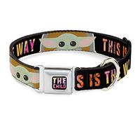 Buckle-Down DC-SB-SWBHR-WSW186-1,5-L Dog Collar, Seatbelt Buckle, Star Wars The Child Chibi Pose This is The Way Multicolor, 18" to 32" Wide, 1.5" Wide