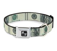 Buckle-Down DC-W30016-M Seatbelt Dog Collar, Medium, 100 Dollar Bill C/U