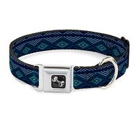 Buckle-Down DC-W30147-S Seatbelt Dog Collar, Small, Aztec3 Blues