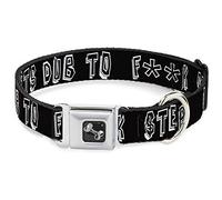 Buckle-Down DC-W31248-WL Seatbelt Dog Collar, Wide Large, LETS DUB TO F**K STEP Black/White